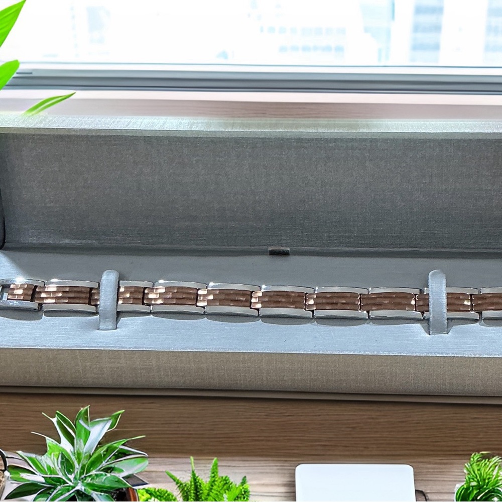 Zales Stainless Steel Two-Toned Mens Bracelet.